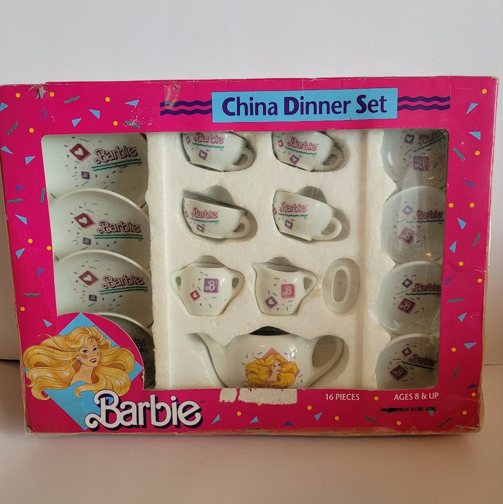 Barbie China Tea Set Vintage Mattel Dolls Inspired Childrens Tea Set 1980s